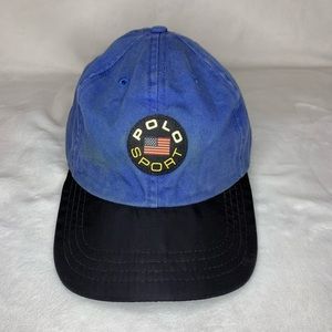 Rare OG Vintage Polo Ralph Lauren Polo Sport USA Flag Patch Hat Colorblock Pwing